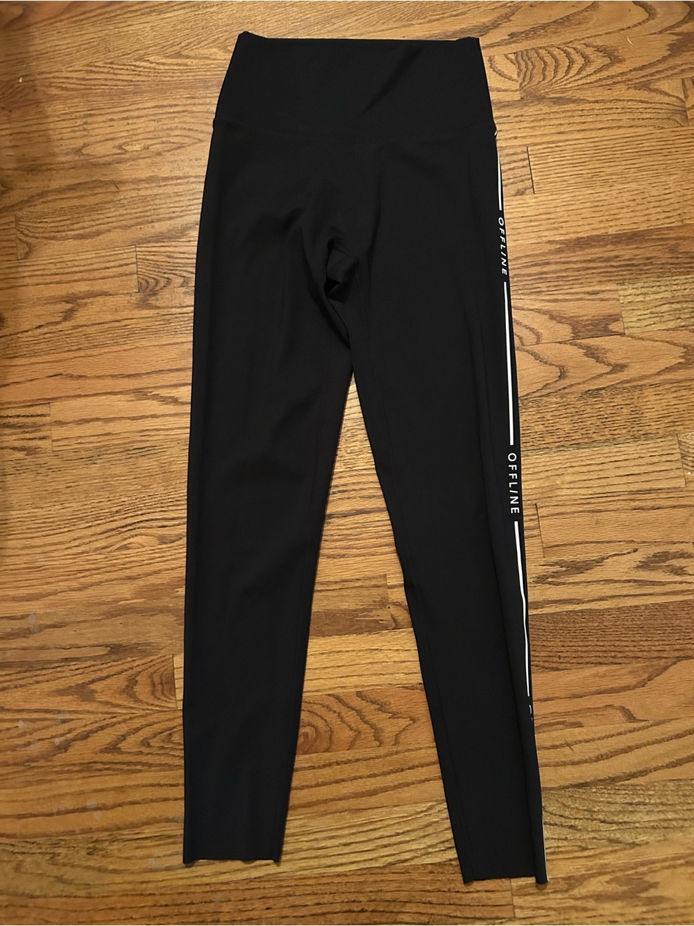 Offline by Aerie Women’s Sz M Classic Minimalist Black Leggings W/ White Details